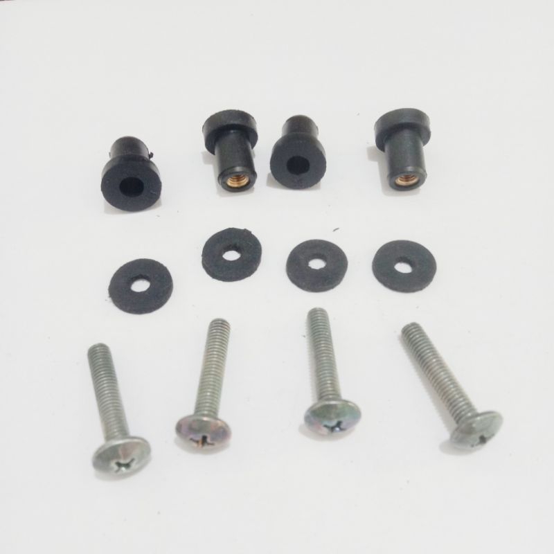 [4set] Baut+mur karet+Ring karet untuk Visor semua motor bisa langsung pasang