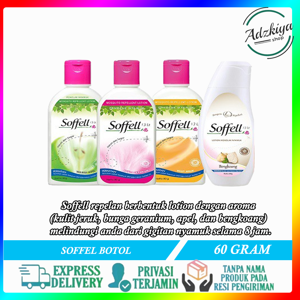 Anti nyamuk Soffell sofel soffel botol kulit jeruk / bunga geranium / bangkoang bengkoang