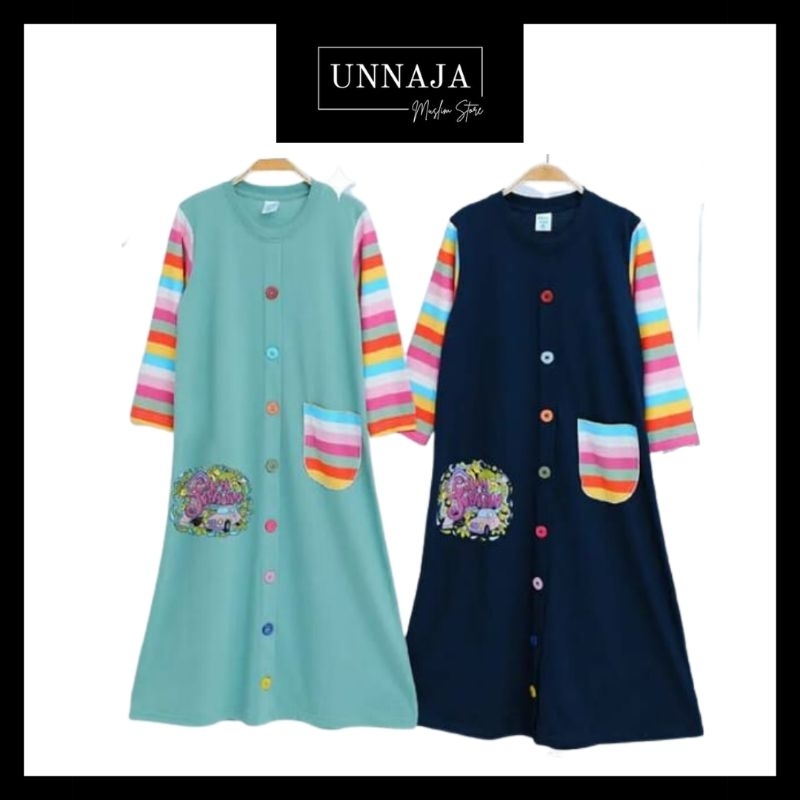 UMS - Gamis Kaos Anak Usia 4-14 Tahun / Baju Muslim Anak Daily / Set Hijab Anak SD Tanggung Free Tas