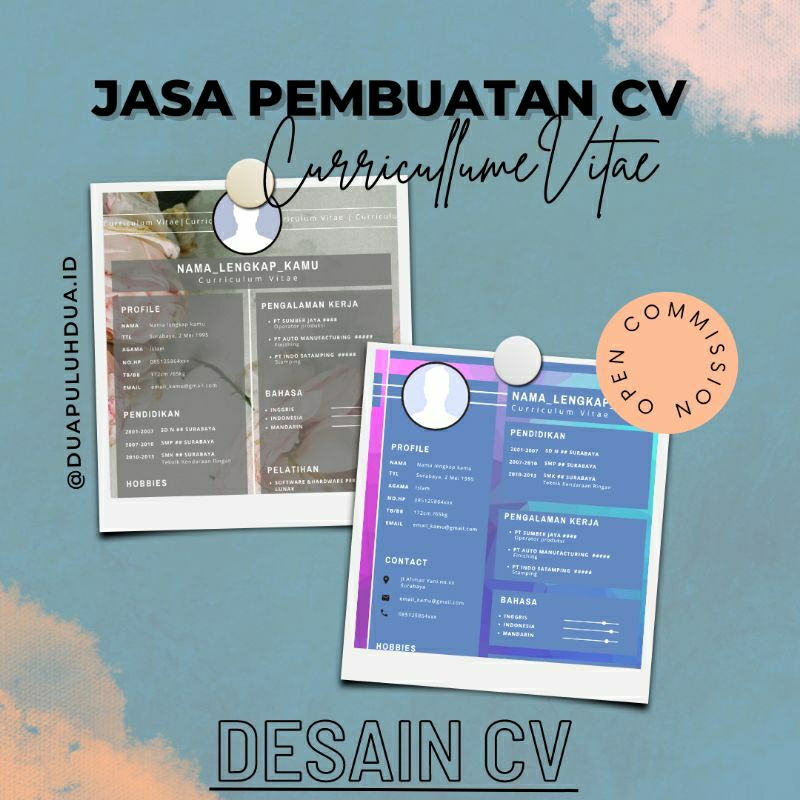 Resume |CurricullumeVitae |Jasa Pembuatan CV|Desain CV |Surat Lamaran Kerja |CV Kreatif |CV |Daftar 