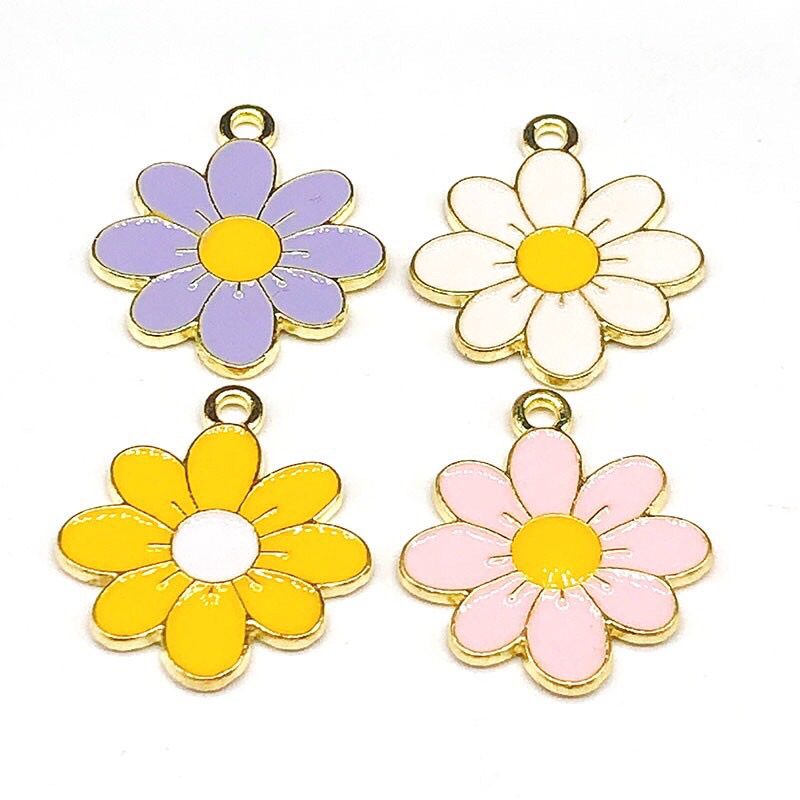 Charm Enamel Alloy Epoxy Bunga Daisy (1pcs)