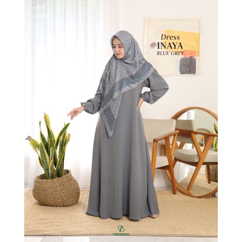 INAYA DRESS BY GREENISM GAMIS SYARI CANTIK POLOS PREMIUM