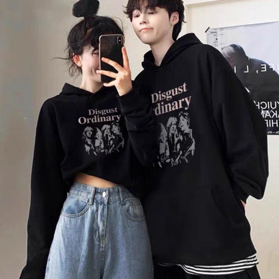 DISGUST ORDINARY SWEATER HOODIE COUPLE CROOPE OR OVERSIZE
