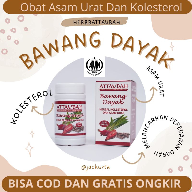 

Bawang Dayak Attaubah isi 40 kapsul membantu mengobati Asam Urat dan KOLESTEROL