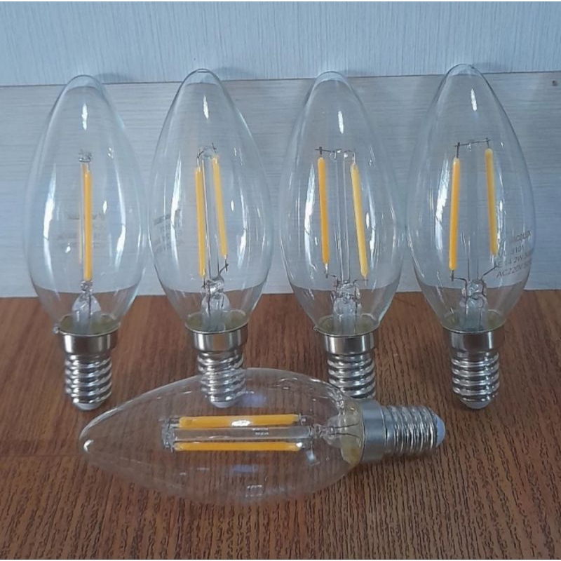 Lampu Led Filamen 2W/4W Fitting E14( wran white) Lampu cafe Lampu lilin hias