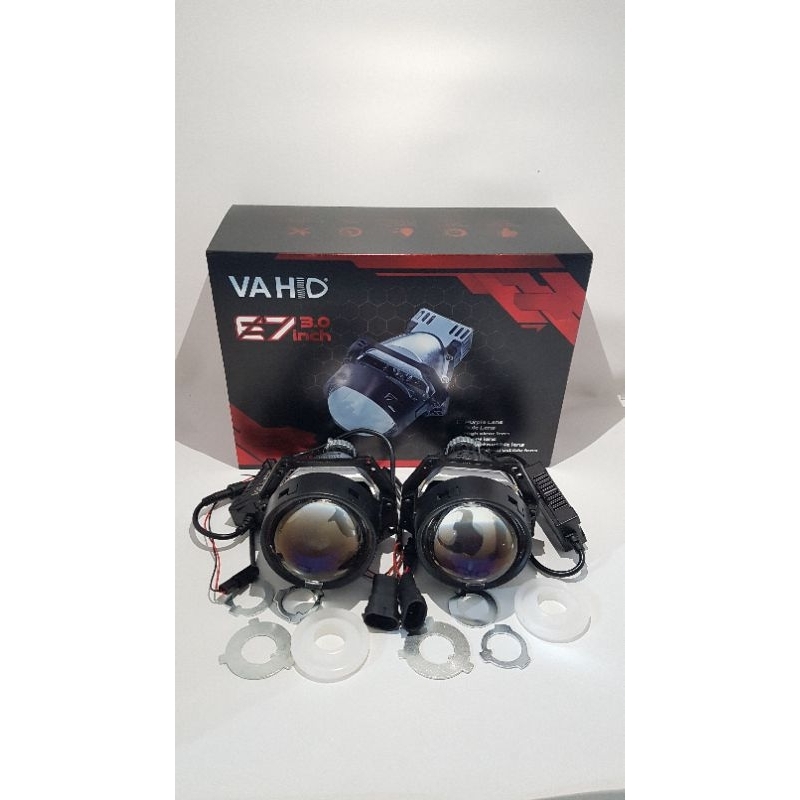 BiLed Sniper E7 Projector Projie Led Bi led Vahid Hi-Low Surpass Laser Dual Core Sepasang