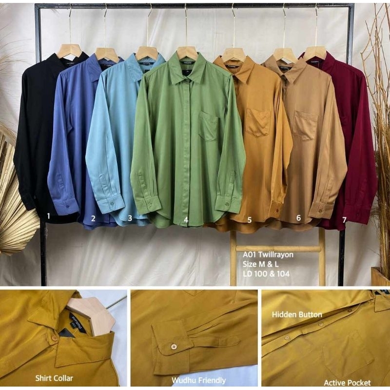 KEMEJA NURAMA RAYON TWILL  A01/ KEMEJA NURAMA ORI / KEMEJA POLOS ADEM /KEMEJA NURAMA KANCING DALAM /