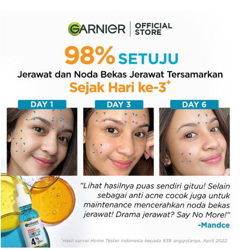 Garnier Bright Complete Anti acne Serum Skincare Wajah berjerawat 7.5ML