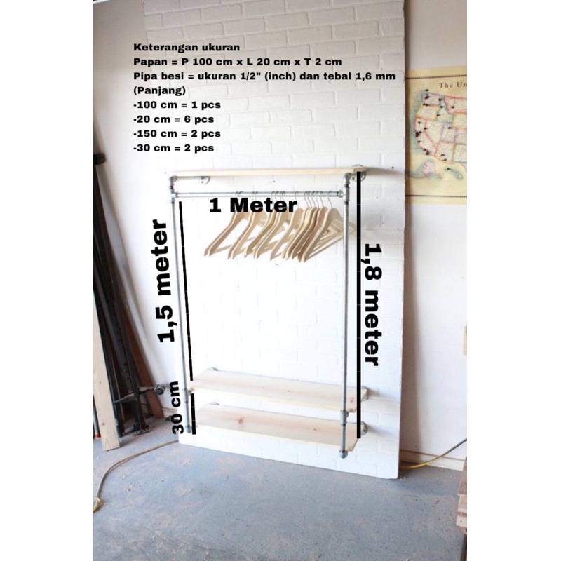 Rak industrial /Gantungan baju industrial/lemari gantung/Rak dinding/rak gantung