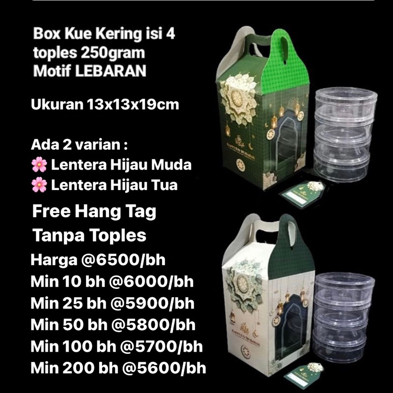 Box Kue Kering isi 4 Toples 250gram Motif LEBARAN MURAH