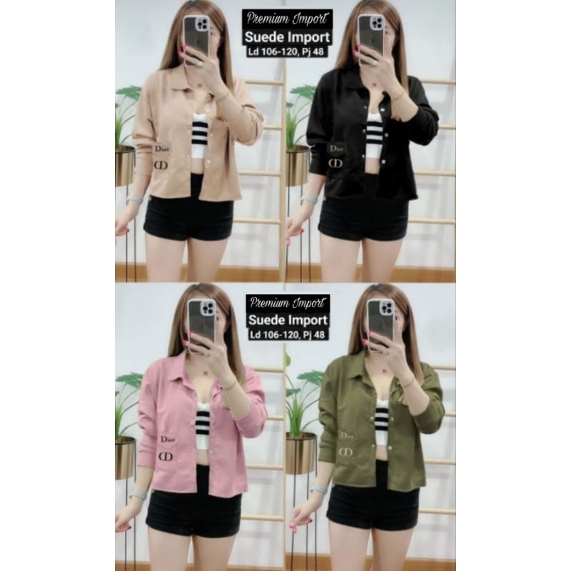 ♥️ PREMIUM IMPORT ♥️ READY ! DIOH COLLAR LONG SLEEVE BUTTON JACKET SHIRT OUTER KEMEJA