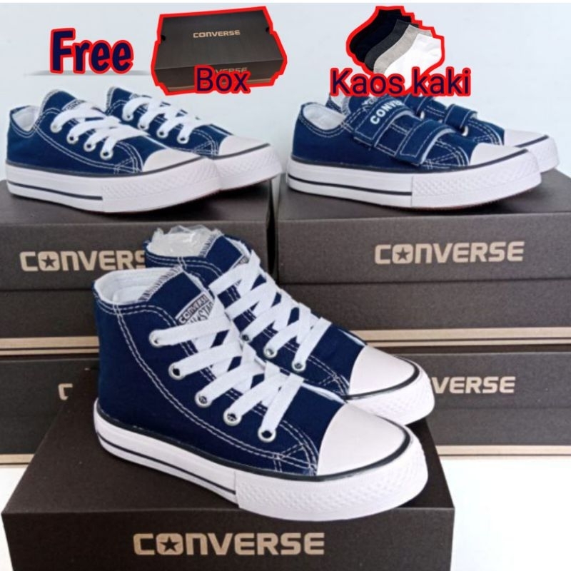 Sepatu Converse anak Navy/Dongker Tali / Sepatu AllStar Anak / Sepatu Sekolah Anak / Sepatu Sneakers Anak