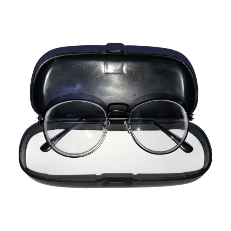 KACAMATA RABUN JAUH MINUS 2,5 FRAME BESI KOREAN STYLE HITAM LENSA TIPIS BARU