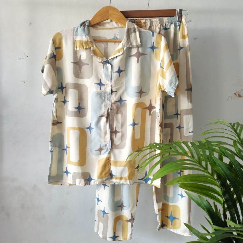 PIYAMA KANCING BABYDOLL KANCING SETELAN BUSUI RAYON | SETELAN MENYUSUI | PIYAMA MENUYUSUI | SETELAN lengan pendek ONE SET RAYON