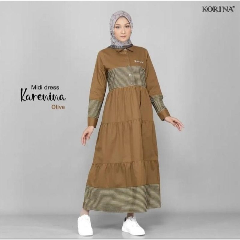 KORINA MIDI DRESS KARENINA OLIVE