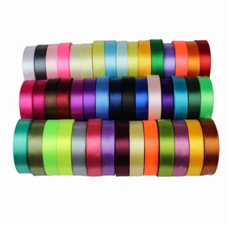 

Pita Satin Import Premium 1/2 inchi ( 1.3 cm ) Per roll 25 yard / Pita Kado dan Pita Buket