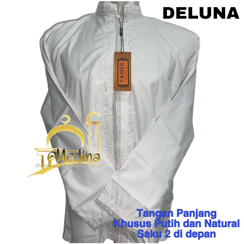 Baju Koko/Taqwa TAMER EXCLUSIVE Tangan Panjang Putih Tipe DELUNA