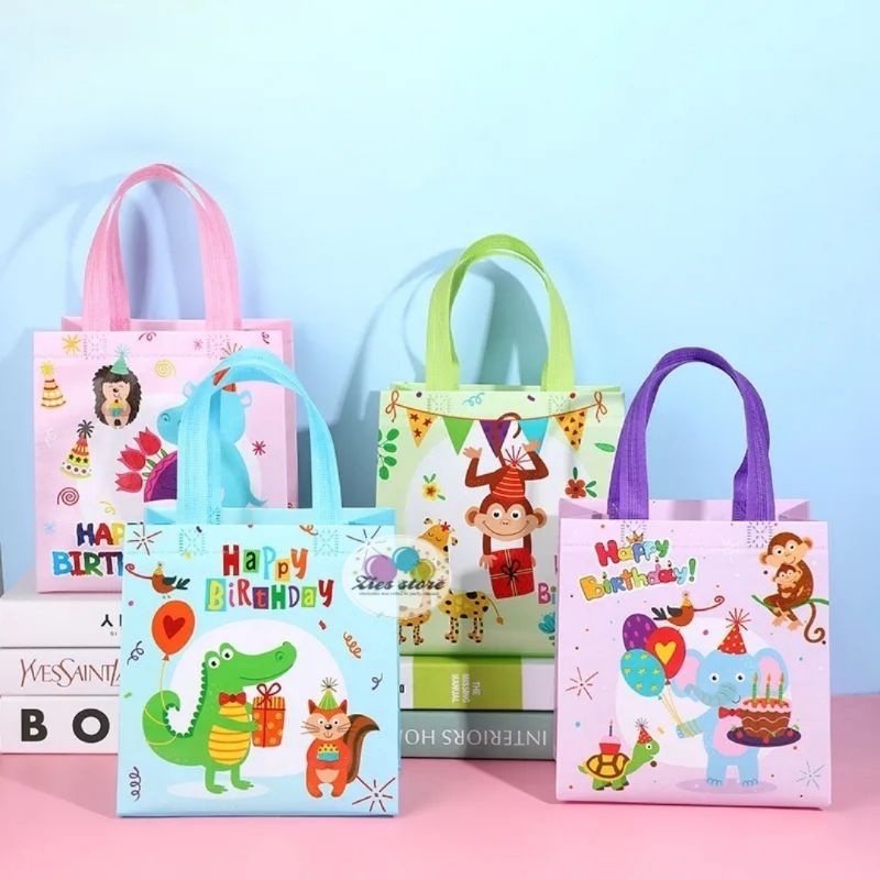 

Tas souvenir ulang tahun animal / Goodie bag ulang tahun motif hewan-s