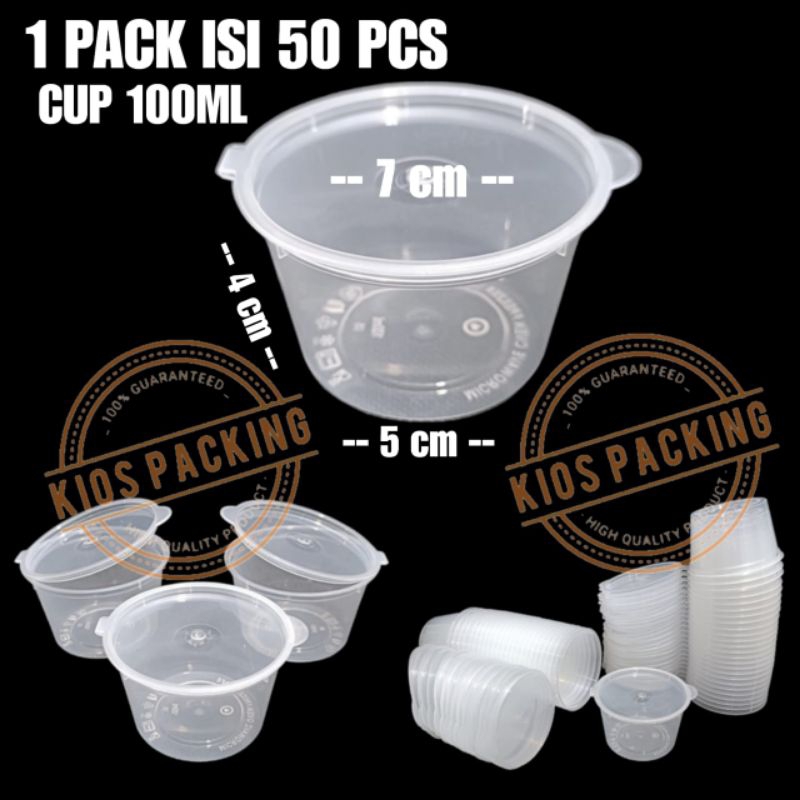 Thinwall Cup Merpati Puding 100ml Isi 50pcs / Cup Sambel 100ml / Cup Saos 100ml / Kotak Bulat Plasti
