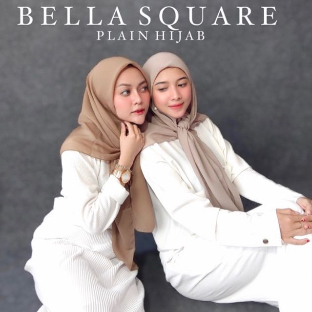 BELLA SQUARE PLAIN HIJAB PREMIUM JAHIT TEPI PART II