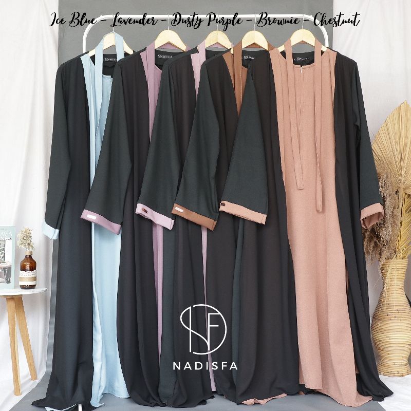 SALWA ABAYA XS,S,M,L,XL KOMBINASI OUTER ABAYA UMROH HAJI