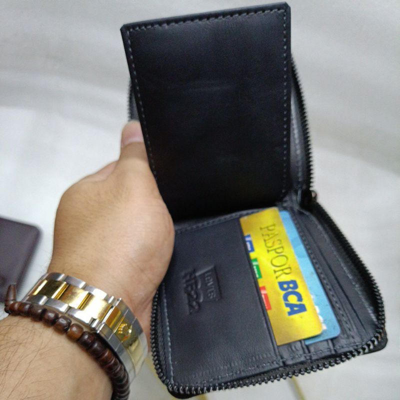 Dompet Kulit Resleting L-1050 Pria Wanita Hitam &amp; Coklat