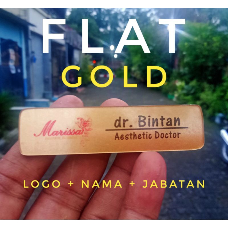 Name Tag - Papan Nama Dada - Totally Double Acrylic  - PILIHAN 3 - Pengait Peniti dan Magnet