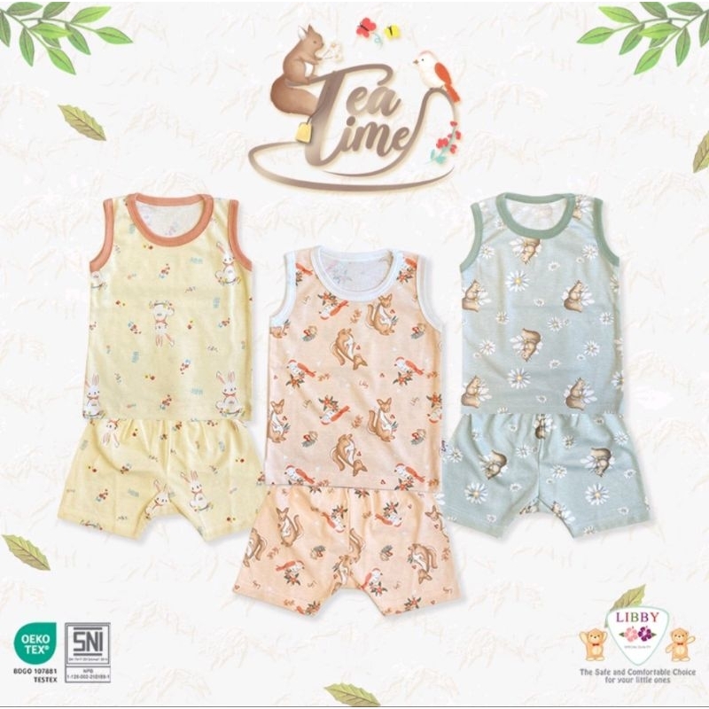 Libby - 3 Stel Setelan Oblong Singlet (Tea Time)
