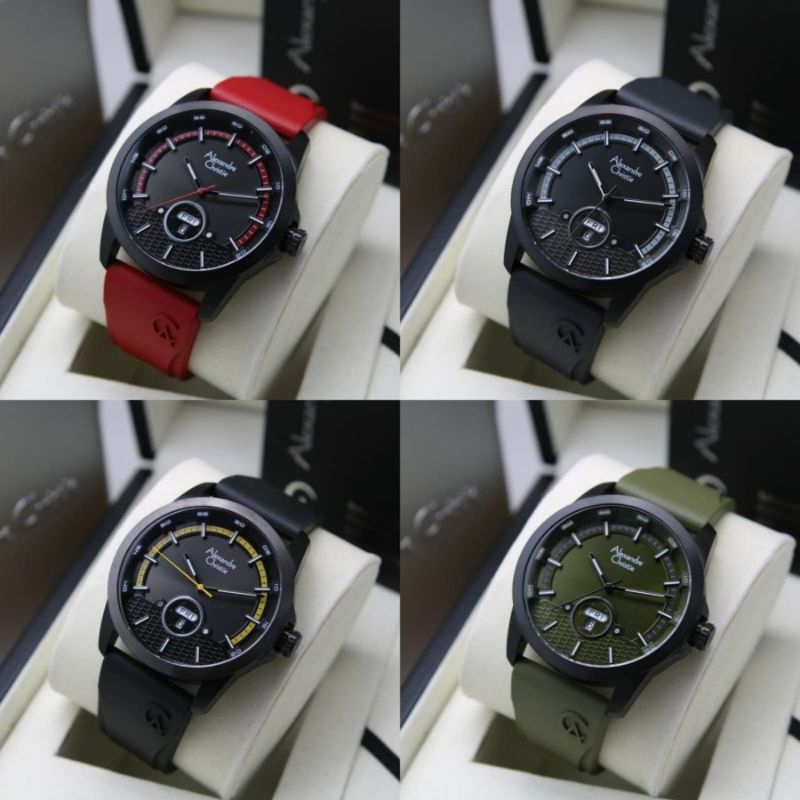 Jam Tangan Original Pria Alexandre Christie ac 6656 Tali Rubber