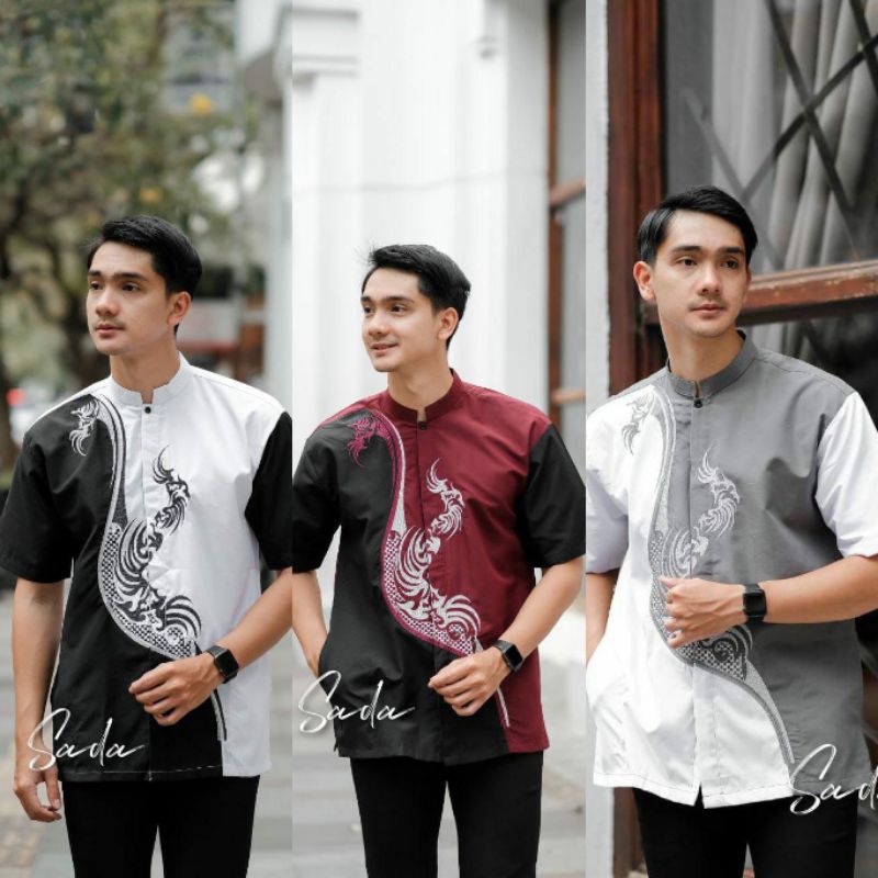 koko baju lengan pendek motif full bordir