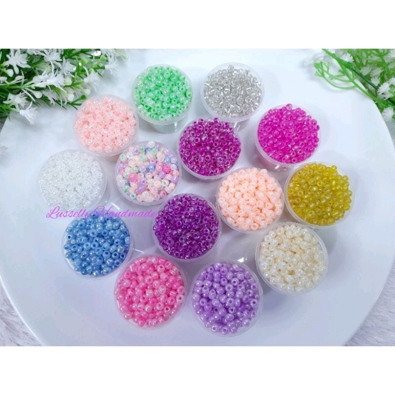 

25 gram Manik Payet Pasir 6/0 PEARL dan Clear AB Mote Pasir