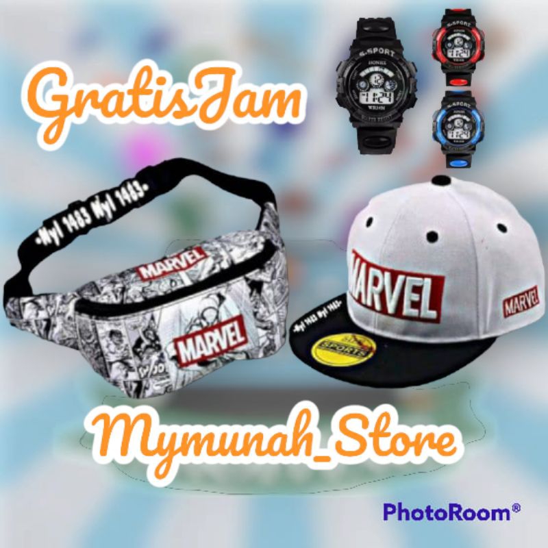 WAISTBAG anak laki laki karakter MARVEL +TOPI Murah