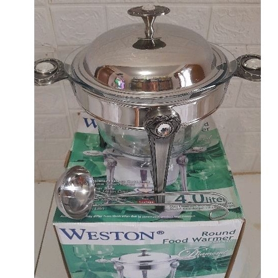 prasmanan weston round food warmer 4liter( free tong penjepit ichef )