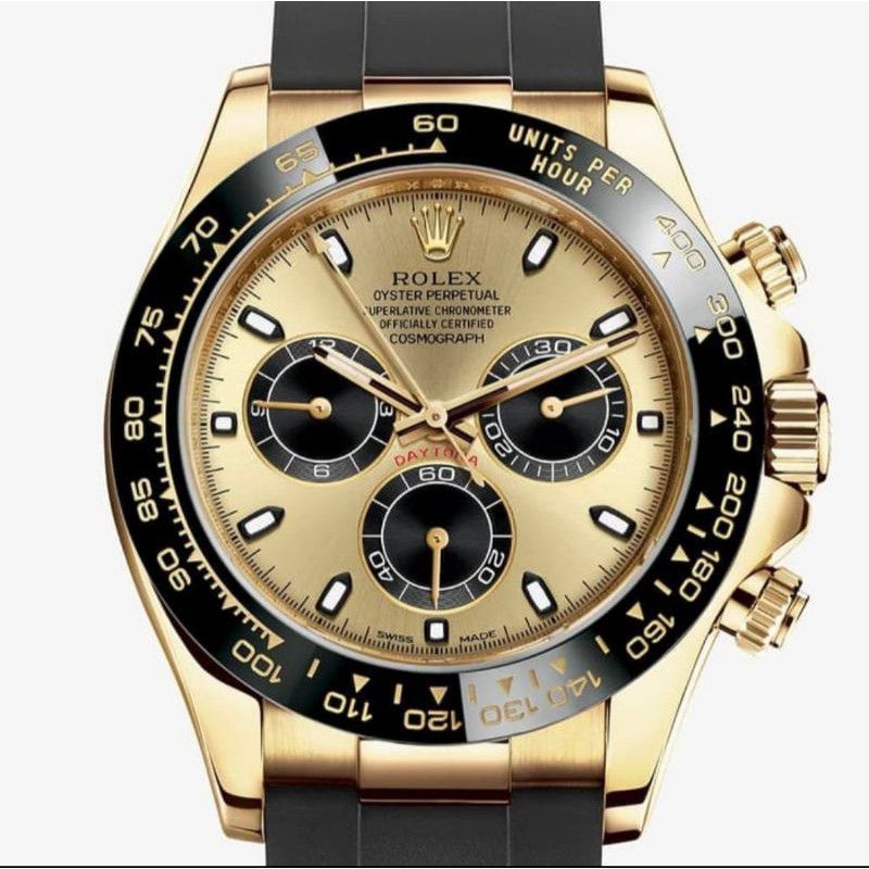 jam tangan pria rolex daytona swiss clone 1:1 AR 904L rubber yellow gold