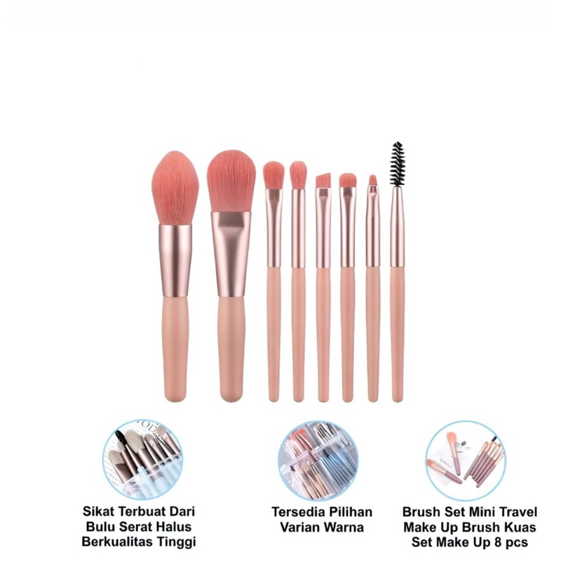 Brush Set Mini Travel Make Up Brush Kuas Set Make Up 8 pcs