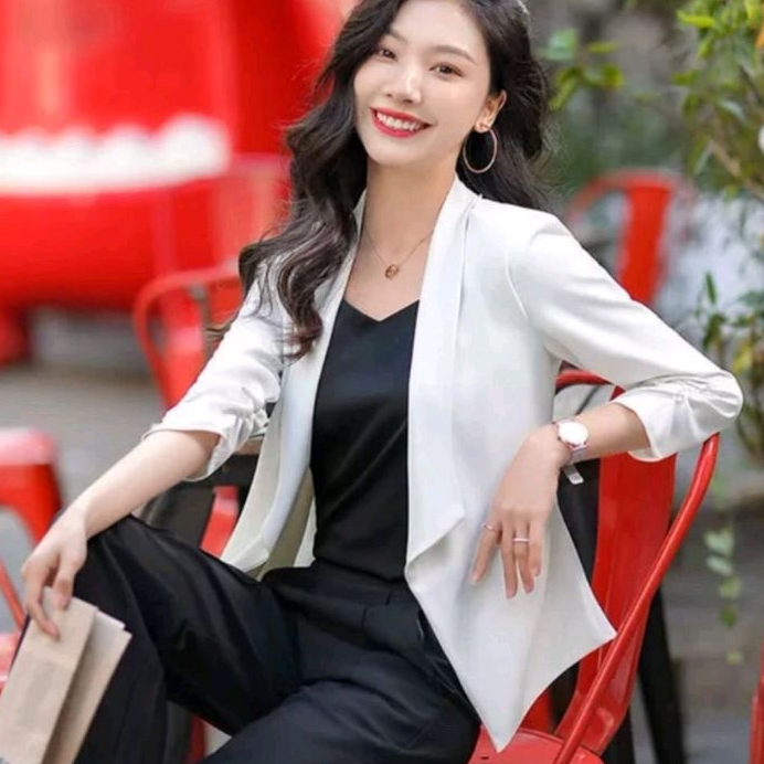 36600 Baju outer BLAZER CASUAL BLASER pendek Korea Korean style wanita premium import baju blazer bl