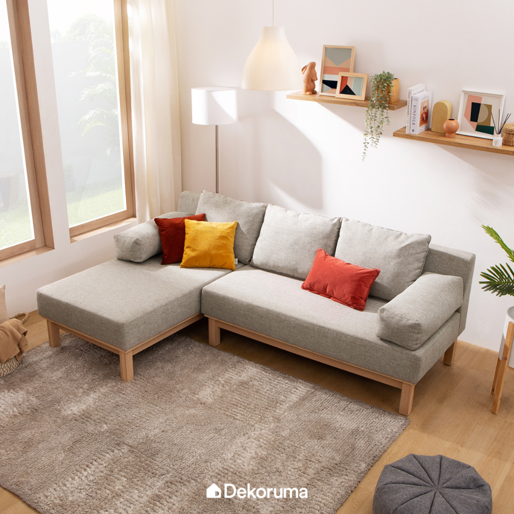 Dekoruma YAMA Sofa L Minimalis Kain - Krem
