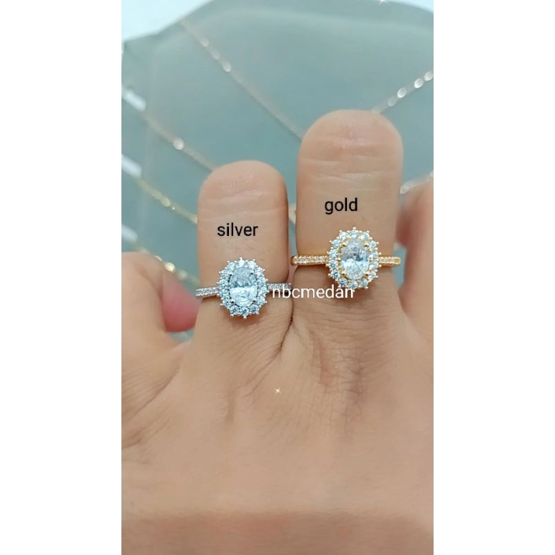 Cincin replika berlian  model bintang laut dan blue sapphire  mewah Cantik Tahan Lama,bisa dipakai sehari hari