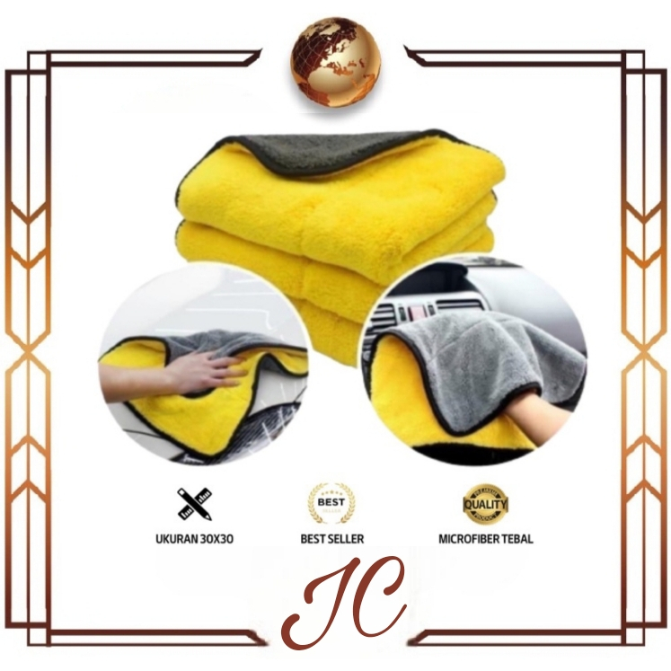 (JC) kain Lap Microfiber Tebal Lembut 2 Warna Anti Lecet Serbaguna 30x30 Premium