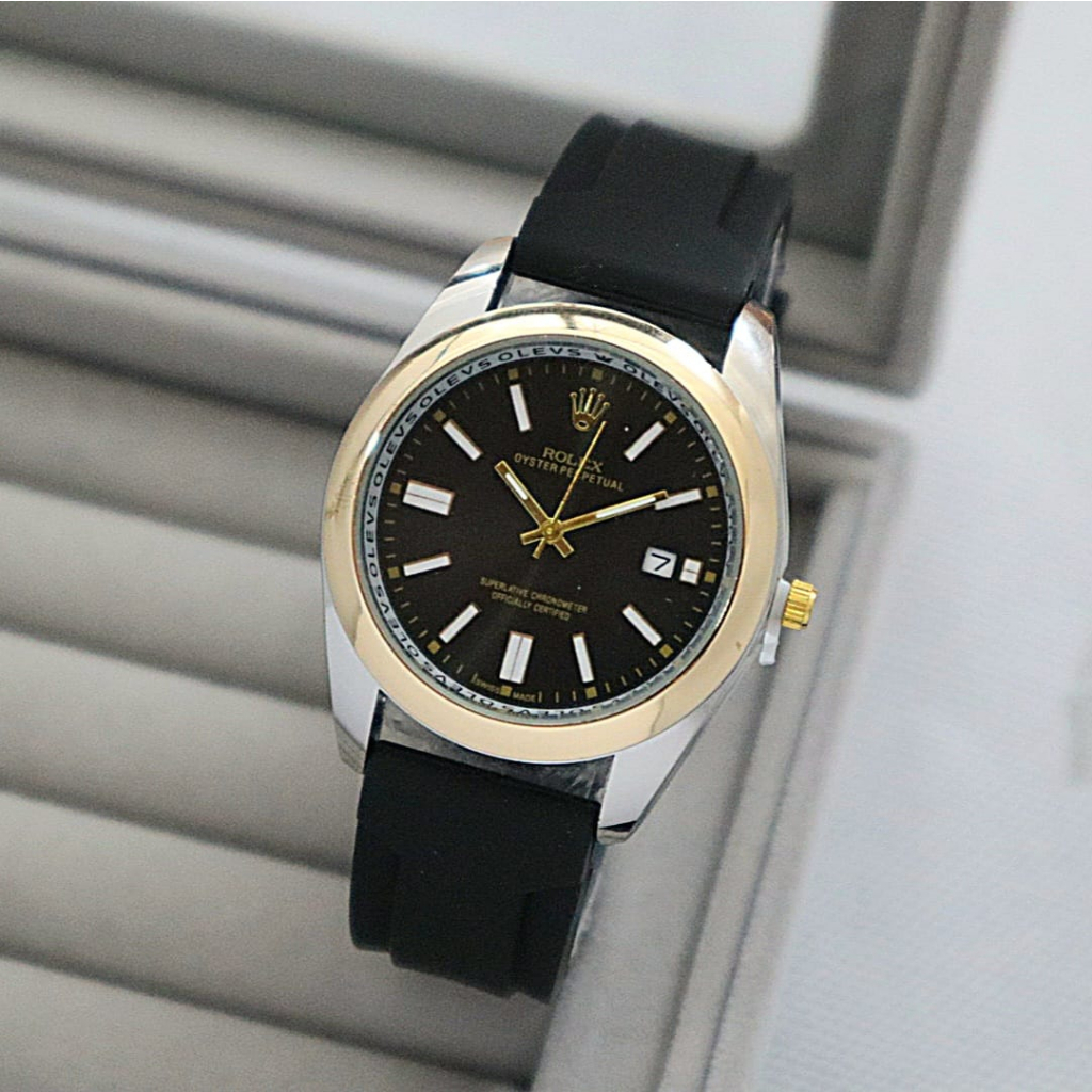 BEST SELLER JAM TANGAN WANITA ROLEX D70 ANALOG TALI RUBBER BODY BULAT DM 4.0CM FREE BOX &amp; BATERAI || JAM TANGAN FASHION WANITA JAM TANGAN CEWEK MURAH