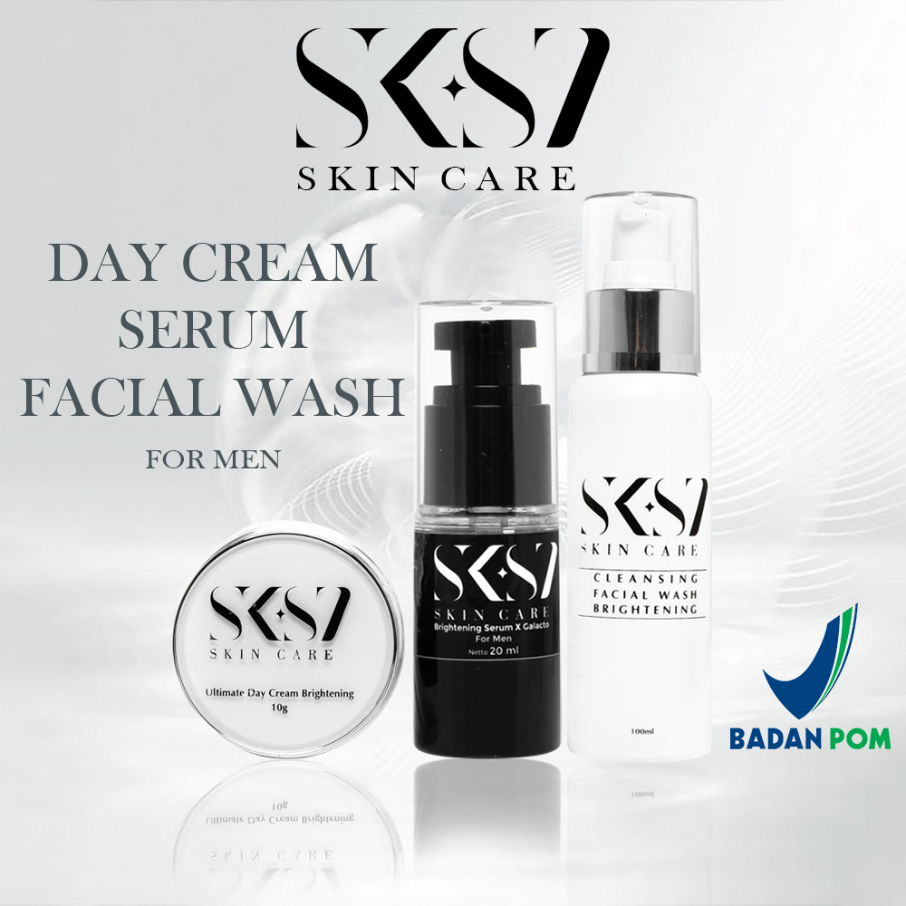 SKS7 SKIN CARE Paket Skincare Pria ( Brightening Serum X Galacto For Men & Cleansing Facial Wash Bri