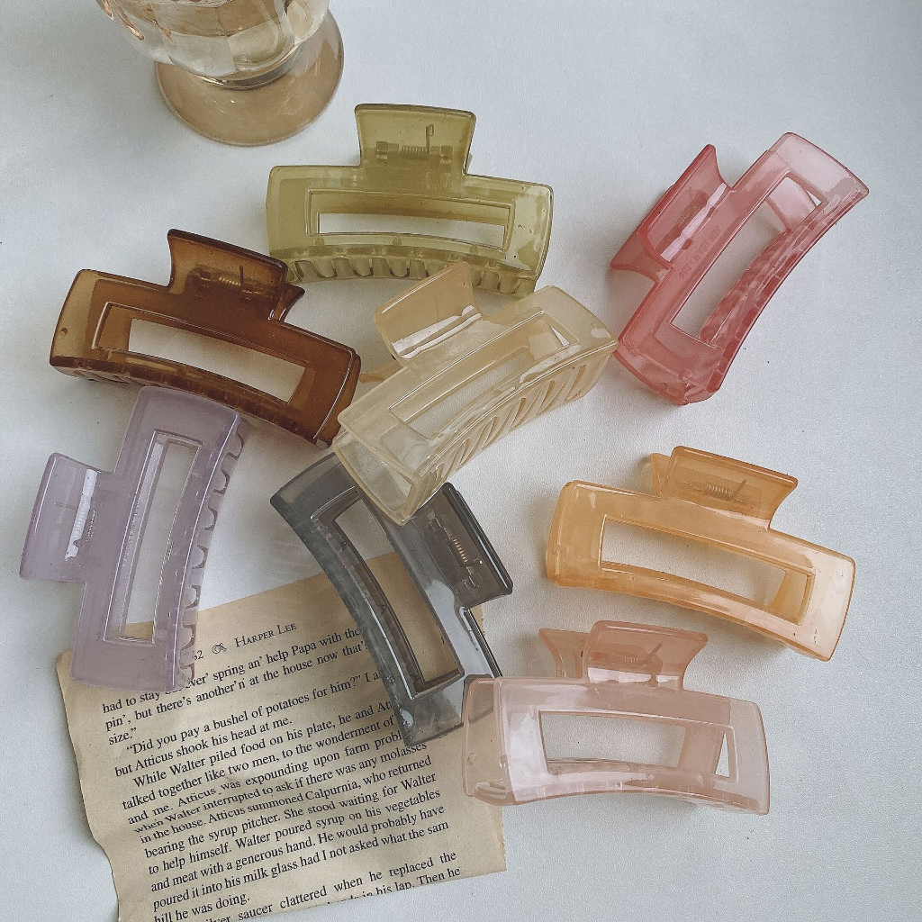 8CM &amp; 10CM JEPIT JELLY COLOR JEPITAN BADAI JEDAI KOTAK PERSEGI PANJANG BESAR KLIP RAMBUT TEBAL TRANSPARAN KOREA WANITA KOREAN WOMEN SQUARE RECTANGLE JAW THICK HAIR ACCESSORIES CLUTCHER CLAW CLIP CLIPS ACRYLIC TRANSPARENT THICK HAIR COLOR LARGE BIG SIZE