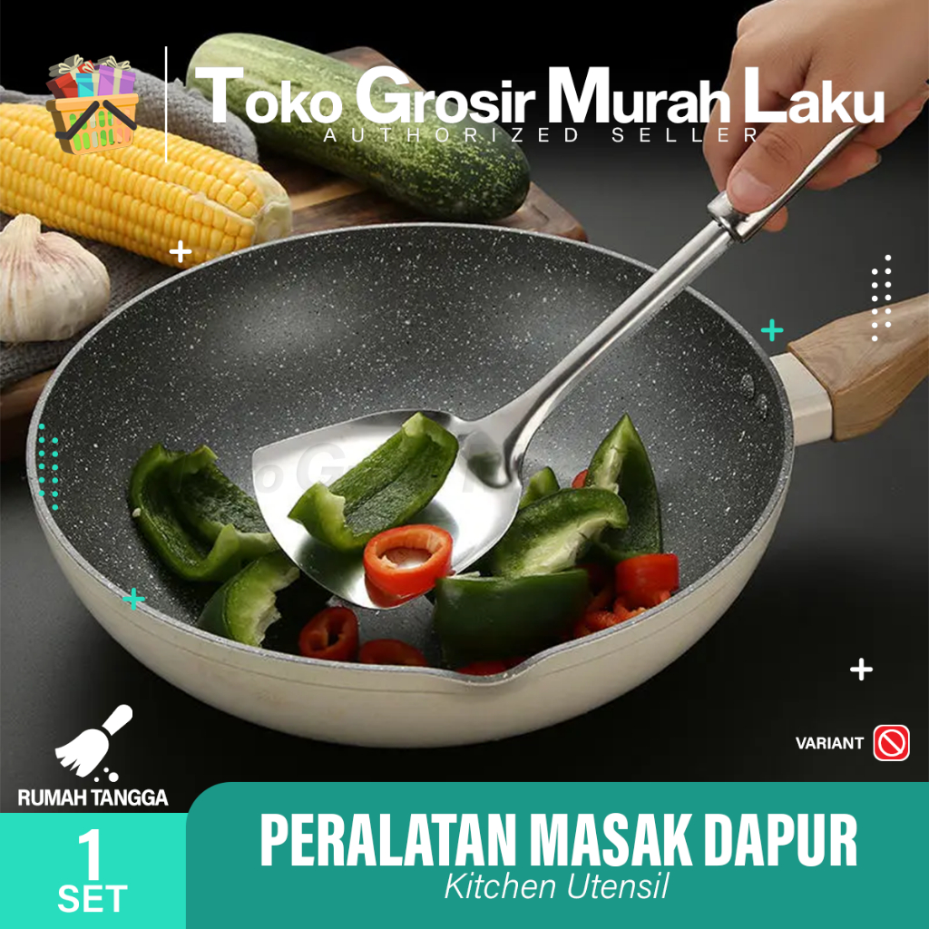 SPATULA STAINLESS STEEL SET GAGANG 4 in 1  PERALATAN MASAK DAPUR TOOLS