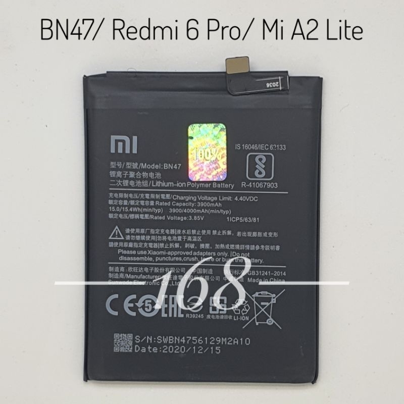 Baterai Batre Xiaomi Redmi 6 Pro  BN47 Battery Batere BN 47 Xiaomi Mi A2 Lite Original Batrai