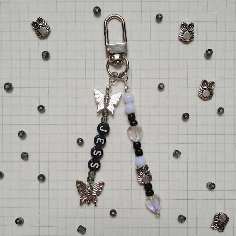 (Twin) Custom Beads Keychain | Custom Beads Keyring | Gantungan Kunci Manik-manik