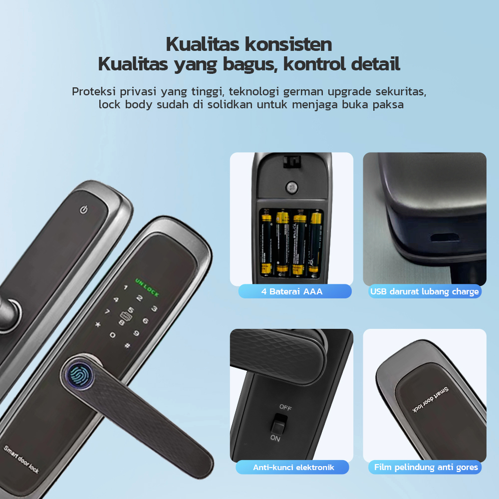 Kadonio kunci pintu elektrik Kunci Pintu handle kunci pintu Sidik Jari Password kunci pintar Kontrol App smart door lock