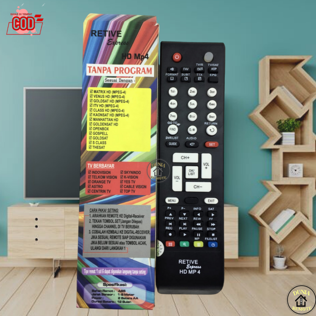 Remot Remote Receiver Dvb Parabola Retive HD Mp4 Express tanpa dus