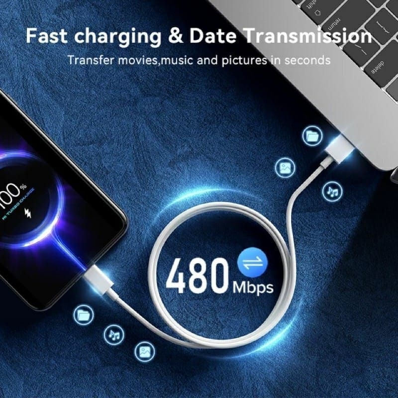 Original Kabel Data Xmi Type C Turbo Charge (6A) Support 65W 55W 33W 27W Rdmi Note 8 9/10 Pro/10S/Poco M3/M4/X3 Pro FAST CHARGING