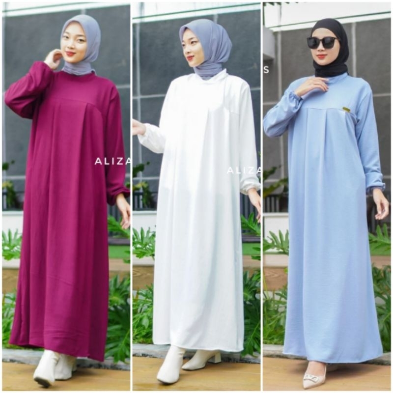 BISA COD GALERIAZKIYA ALIZA DRESS/ DRESS BRANDED YAYUKU BY YAYOE HIJAB/ DRESS REMPEL POLOS/ DRESS CR