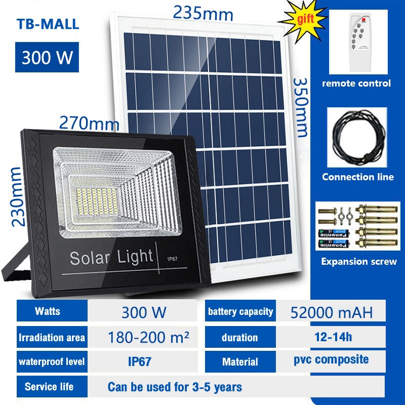 【Penjual Lokal】Lampu Sorot Solar Cell /500W / 300W / 200W /100W / 30W Lampu Led Tenaga Matahari / Lampu Panel Surya / Lampu Tembak Solar Cell / Led Outdoor